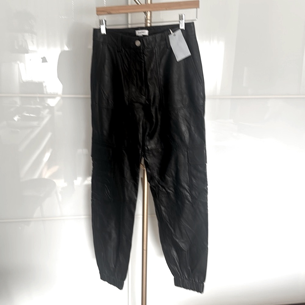 NWT. Esprit Genuine Black Leather Cargo Pants. Brand new with tags.Size 4